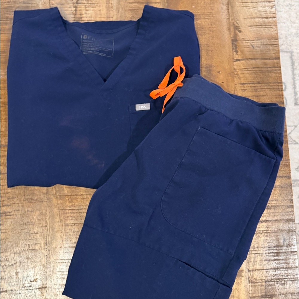 FIGS Scrubs Set Navy Blue XL Top Large Bottom Women’s Nurse Uniform